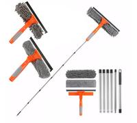 Set di lavavetri professionale 2 in 1 con asta di prolunga, manico lungo 250 cm, spazzola telescopica per la pulizia dei vetri, strumenti per la pulizia dei vetri per finestre alte (arancione)