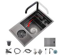 Set di lavello da cucina compatto con design a cactus nascosto, include sifone e coperchio (60 x 40 x 23 cm) - perfetto per piccoli bagni e appartamenti
