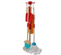 Set di lavori domestici in legno per bambini | Set di pulizia con scopa, mocio e accessori | Giocattoli educativi a partire dai 3 anni - Imparare giocosamente la responsabilità e l'ordine