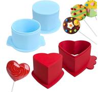 Set di lecca lecca per torte rotondi e a forma di cuore blu e rossi, forniture per cake pop, utensili da forno per dessert, adatti per feste di compleanno, fidanzamenti e dessert nuziali
