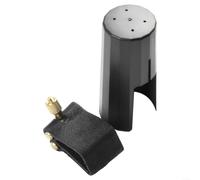 Set di legature e cappucci in pelle PU per sassofono contralto, tenore e clarinetto, bocchino per clarinetto, supporto per ance sicuro, colore nero, kit di accessori per strumenti a fiato di