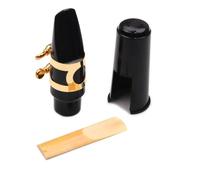 Set di legature e tappi in metallo per sassofono tenore e clarinetto, fissaggio con vite regolabile (nero)