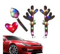 Set di legno di renna per auto, decorazione di feste con a LED | Kit travestimento automobile,per furgone camion tetto, festa di Natale, celebrazione stagionale guida