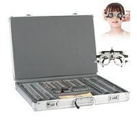Set di lenti di prova ottiche con montatura in metallo e custodia con serratura per esame oculistico professionale e test della vista