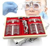 Set di lenti di prova ottiche - Kit di optometria per oftalmologia da 104 pezzi con lenti sferiche, cilindriche e prismatiche, include una scatola di alluminio per una facile organizzazione