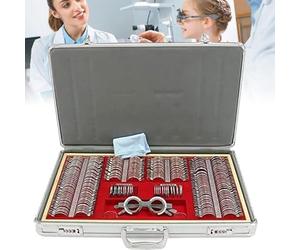 Set di lenti di prova ottiche, montatura per lenti di prova ottiche, 266 pezzi, attrezzatura optometrica di livello professionale, con scatola in alluminio con password, set completo di lent