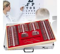 Set di lenti di prova ottiche per oftalmologia e optometria, 266 pezzi con montatura in metallo, kit essenziale per la diagnosi degli errori di rifrazione e il test della vista