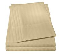 Set di lenzuola a strisce per letto matrimoniale, 6 pezzi, collezione Supreme 1500, in microfibra spazzolata, con tasca profonda, 2 federe extra, per letto matrimoniale, colore: salvia