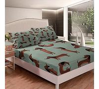 Set di lenzuola bassotto per bambini, con angoli e lenzuola, per bambini e ragazze, con copripiumino e lenzuola, per letto singolo, con 1 federa