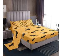 Set di lenzuola bassotto simpatici cani cuccioli e cuccioli per Kawaii bassotto cane animale con angoli elasticizzati triangolo geometrico lenzuolo con tasca profonda camera da letto matrimoniale
