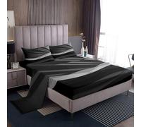 Set di lenzuola bianche nere grigie moderne a strisce astratte per donne uomini adolescenti lenzuolo con angoli e federa per letto king size