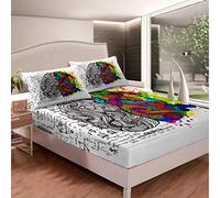 Set di lenzuola cervello con stampa ad acquerello, set di biancheria da letto per bambini, ragazzi, ragazze, neurologia, anatomia, lenzuolo con angoli colorati, con 2 federe, 3 pezzi, king size