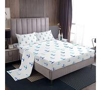 Set di lenzuola con ancora, , set di lenzuola nautiche per oceano marino, set di biancheria da letto set di lenzuola bianche e blu, misura singola con 1 federa