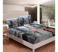 Set di lenzuola con angoli a tema Parigi romantico per ragazze, coppia di parigi, con stampa di parigi, set di lenzuola francesi, 3 pezzi, con 2 federe per letto matrimoniale