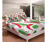 Set di lenzuola con angoli e federe per bambini, motivo geometrico, rosso, verde, 3 pezzi, king size, senza lenzuolo