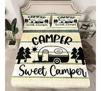 Set di lenzuola con angoli per camper set di biancheria da letto ideale per campeggio, camper, camper, camper, camper, rimorchi da viaggio, per letto matrimoniale, 3 pezzi