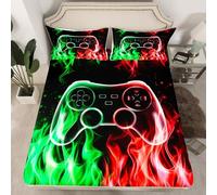 Set di lenzuola con angoli per letto matrimoniale, motivo videogiochi, 3 pezzi, per bambini, adolescenti, donne, decorazione per la stanza, lenzuolo moderno nero con tasca profonda, senza lenzuolo