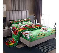 Set di lenzuola con Babbo Natale stampato, tema natalizio, per ragazzi e ragazze, blu galassia, simpatico set letto, con pupazzo di neve e fiocchi di neve, 4 pezzi, misura King