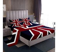 Set di lenzuola con bandiera dell'Inghilterra in rosso, blu navy, per ragazzi e ragazze, set di biancheria da letto di lusso in microfibra morbida, 1 set di lenzuola misura matrimoniale