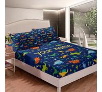 Set di lenzuola con dinosauro singolo per bambini personalizzato Nome personalizzato Dino Bedding Set per ragazzi Ragazze Cartoon Jungle Animal Dinosauri Set di lenzuola traspirante Kawaii