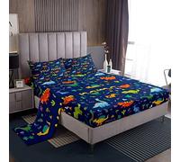 Set di lenzuola con dinosauro singolo personalizzato Nome Dino Lenzuola Cartoon Giungla Animale Dinosauri Set di da letto traspirante Kawaii Set di lenzuola