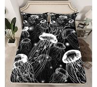 Set di lenzuola con meduse Oceano Creatura Lenzuola per Bambini Ragazzi Ragazze Mare Subacqueo Mondo Biancheria Da Letto Lenzuolo Con Angoli Acquerello Nero Grigio Copri Letto Camera 3 Pezzi King Size