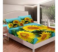 Set di lenzuola con motivo floreale e girasole, per bambini, ragazzi, ragazze, set di biancheria da letto, 3 pezzi, per letto king size