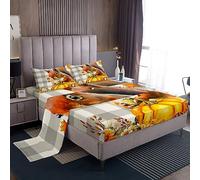 Set di lenzuola con scoiattolo matrimoniale per ragazzi e ragazze Set di lenzuola per decorazioni autunnali Set di lenzuola con angoli geometria plaid griglie lenzuolo con angoli a tema raccolto