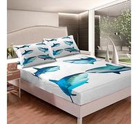 Set di lenzuola con squalo Mare Underwater World Bedding Set Ocean Marine Lenzuolo con angoli per Ragazzi Ragazze Bambini Ragazzi Ragazze Ragazzi Ragazzi Creatura Sealife Copertura Letto Singolo