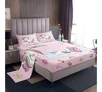 Set di lenzuola con unicorno rosa per ragazze e ragazze, set di lenzuola con unicorno magico per bambini, per bambini e ragazze, set da letto king size