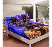 Set di lenzuola da pastore tedesco con simpatici lenzuola per cani Galaxy 3D animali con angoli per ragazzi e ragazze e bambini e dessert letto matrimoniale