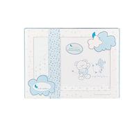 Set di Lenzuola di Coralina per Mini Culla "Baby Love" in bianco e blu