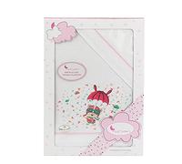 Set di Lenzuola di Flanella per Mini Culla "Paracaidista" in bianco e rosa