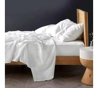 Set di lenzuola di lino lavato 3 pezzi Lenzuola di lino 2 federe Lenzuolo piatto traspirante morbido da fattoria-Lenzuolo BIANCO 260x280 3 pezzi