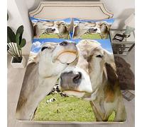 Set di lenzuola di mucca per ragazzi e ragazze 3D Fattoria mucca lenzuolo con angoli morbido set di biancheria da letto per animali da fattoria mucca amici set letto singolo