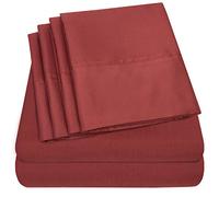 Set di lenzuola full size, 6 pezzi 1500 Supreme Collection in microfibra spazzolata fine con tasca profonda - 2 federe extra, ottimo rapporto qualità prezzo, pieno, bordeaux