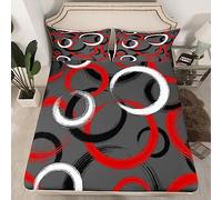 Set di lenzuola geometriche rosso grigio nero geometria lenzuolo con angoli per bambini ragazzi ragazze Decor Circle Set di biancheria da letto astratta arte moderna copripiumino tasca profonda camera