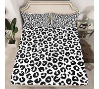 Set di lenzuola in bianco e nero con angoli leopardati adolescenti, ghepardo africano, set di biancheria da letto per safari e animali, senza lenzuolo piatto, 3 pezzi king size