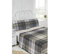 Set di lenzuola in flanella di cotone spazzolato, Rapport Home Lomond per letto singolo, colore blu, include lenzuolo di sopra e 2 federe - Biancheria da letto morbida, calda e traspirante per un