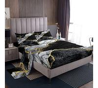 Set di lenzuola in marmo nero e oro con linee dorate incrinate lenzuolo con angoli per bambini ragazzi ragazze adolescenti grigio bianco marmo texture set di biancheria da letto moderno di lusso