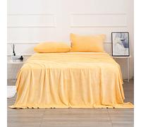 Set di lenzuola in micro pile Queen Size - No Pilling e extra morbido - lenzuola in velluto felpato e accoglienti lenzuola con tasca profonda (Queen, giallo 4 pezzi)