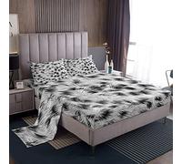 Set di lenzuola in pelliccia di animali in pelliccia per bambini, ragazzi, ragazze, adolescenti, super morbidi, capelli selvatici, grigio chiaro e nero, set di lenzuola traspiranti per letto singolo