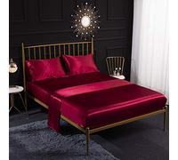 Set di lenzuola in raso color crema, 4 pezzi con lenzuolo con angoli in raso, lenzuolo piatto, federa traspirante, morbido e confortevole, set di biancheria da letto matrimoniale