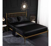 Set di lenzuola in raso di seta, 4 pezzi, color crema, morbide e traspiranti, con lenzuolo con angoli e federe, comfort di lusso per un sonno migliore