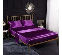 Set di lenzuola in raso di seta, per letto super king size, 4 pezzi, traspiranti e morbide, lenzuolo con angoli e federe, lussuosa biancheria da letto color crema per il massimo comfort