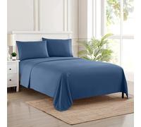 Set di lenzuola King California,Lenzuola traspiranti di lusso con cinghie angolari elastiche e sicure integrate,1800 Supreme Collection,Set di biancheria da letto con tasche profonde,Cal King, Denim