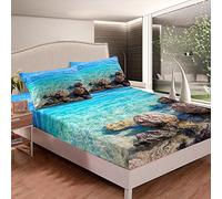 Set di lenzuola mare Oceano Set biancheria da letto Hawaiian Beach Lenzuolo con angoli per ragazzi e ragazze e ragazzi Estate Vacanze Vacanze Letto King Size
