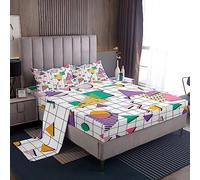 Set di lenzuola Memphis anni '80 e '90 Memphis, con tasca profonda, lenzuolo con angoli per bambini e adulti, stile retrò, alla moda, set di biancheria da letto con 2 federe, per letto king size