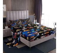 Set di lenzuola per autocarri, set di lenzuola per bambini, ragazzi, ragazze, escavatori, trattori, set di lenzuola colorate per veicoli vari con 2 federe, 4 pezzi per letto king size