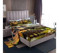 Set di lenzuola per bambini con dinosauri animali selvatici lenzuolo con angoli per ragazzi e ragazze, letto singolo, 1 lenzuolo e 1 lenzuolo con 1 federa